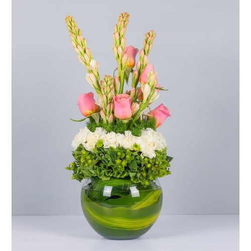 Roses And Tuberoses In Aquarium