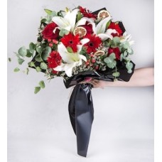 Bouquet of Red Roses, Gerberas and Lilys