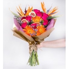 Ramo de Rosas, Gerberas, y Ave del ParaÃ­so