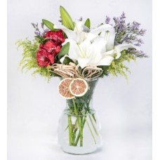 Lilys and Astromelias with Decorative Solidago and Limonium