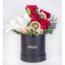 Red Roses, Lily and Limonium in Black Box