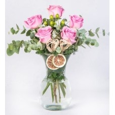 Pink Roses with Decorative Hypericum