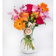 Arrangement of Red Roses, Oranges, Roses, Lilys and Gerberas