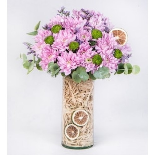 Bouquet of Baltica Chrysanthemums in Pink Color