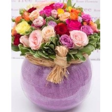 55 Roses in Stylish Vase