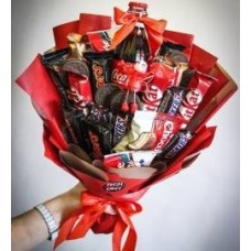Candy Bouquet with Cola in Red