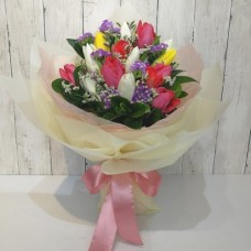 Mixed Colour Tulips Valentines Bouquet (Standard)