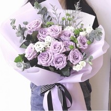 One Dozen Purple Roses Valentine Bouquet (Standard)