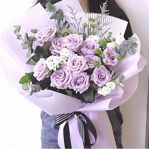 One Dozen Purple Roses Valentine Bouquet (Standard)