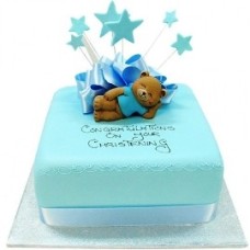 Blue Teddy Christening Cake (15 persons / diameter 25cm)