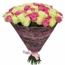 Bouquet Of Pink And White (35 Roses)