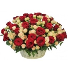 Blossoms Love Basket (77 Roses)