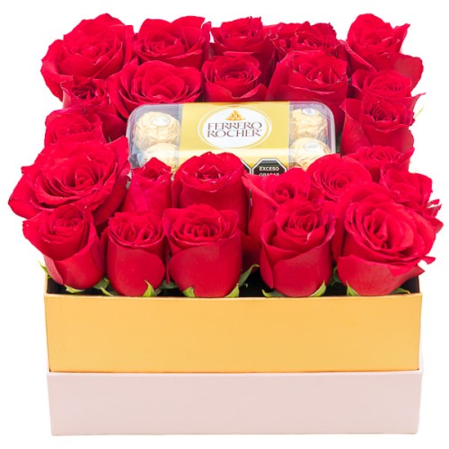 Red roses and Ferrero Rocher chocolates