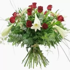 10 Red Roses, 5 White Lilies (Standard)