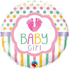 Baby Girl Footprints Balloons (Half-Dozen)