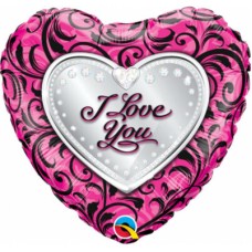 I Love You Silver Heart Balloons (Half-Dozen)