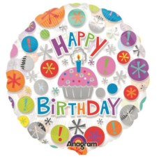 Happy Birthday Mini Cupcake Balloons (Dozen)