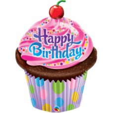 Super Size Frosted Birthday Cupcake Balloons (Dozen)