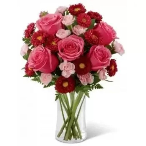 10 Pink Roses, 15 Carnations, 10 Gerberas (Standard)