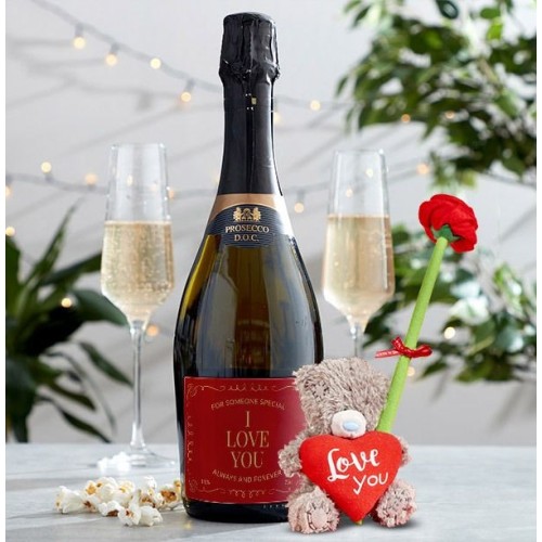 Tatty Teddy Bear and Prosecco Gift Set