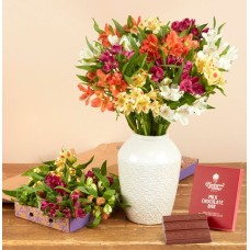 Alstroemeria Letterbox with Luxury Chocolate Bar