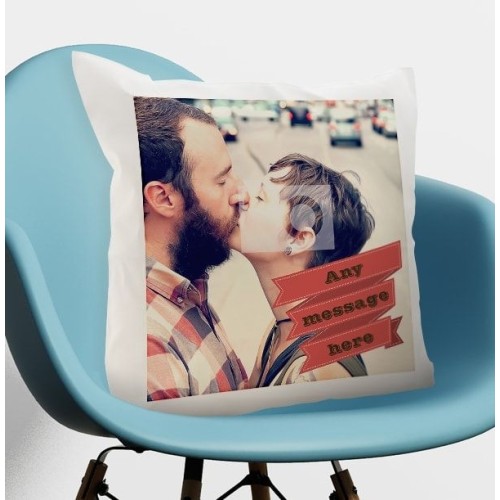 Red Banner Photo Cushion