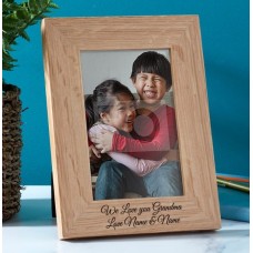 We Love You Grandma Personalised Wooden Photo Frame - Portrait (Size (4x6))