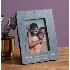 Valentines Personalised Slate Photo Frame -Portrait