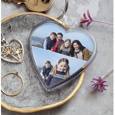 Two Photo Portrait (top & bottom) Heart Keyring
