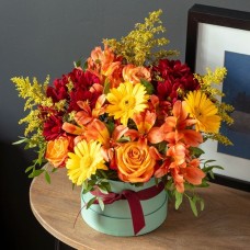 Autumn Fire Hatbox Arrangement