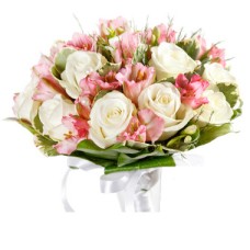 Pink Alstromerias, White Roses And Fresias (Deluxe)