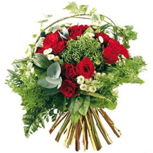 red roses and mixed greenery (Standard)