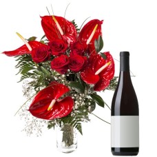 Gift for Him (flowers and wine)