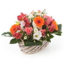 Basket Of Roses And Gerberas (Deluxe)