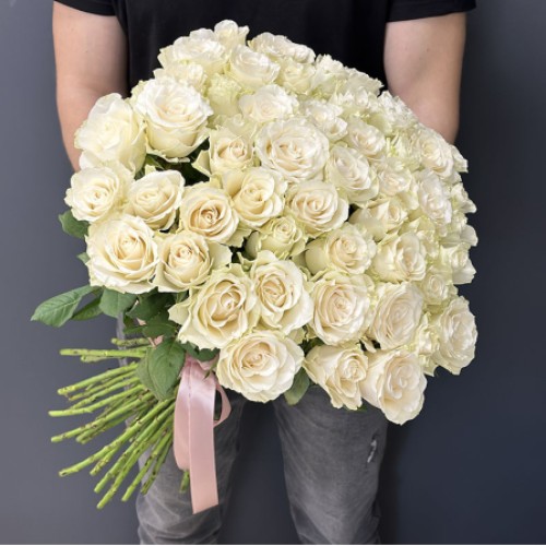51 white imported roses
