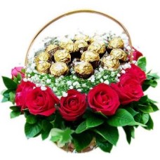 12 Red Roses And 16 Ferrero Rocher