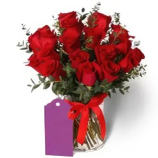 Red Roses and Palviforia Vase