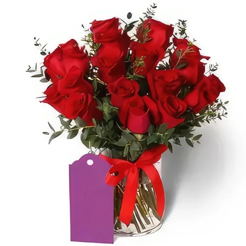Red Roses and Palviforia Vase