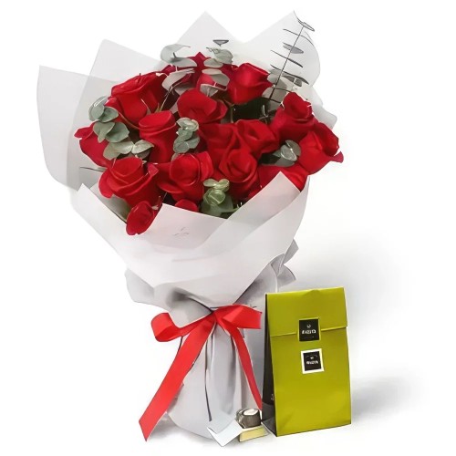 Adorable Roses Bouquet and Patchi Chocolates
