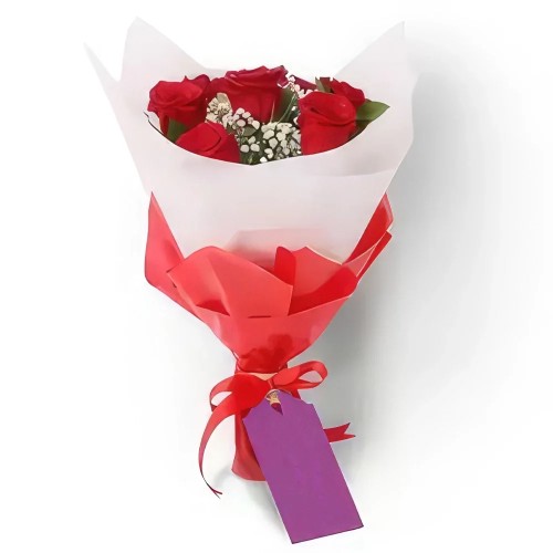 Gypson-Kissed Red Roses Bouquet
