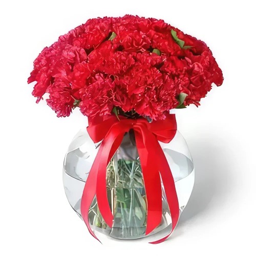 Carnation Bouquet in a Stylish Fishbowl Vase