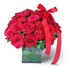 Ruby Rosses in Crystal Vase