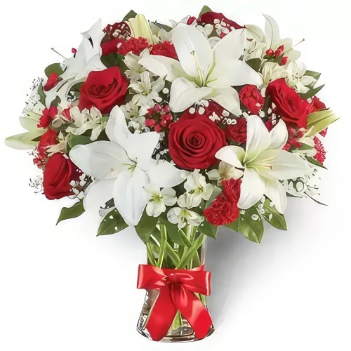 Scarlet Harmony Red and White Petals Bouquet