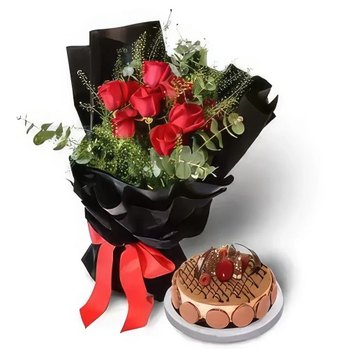 Enchanting Floral Bliss with Cake