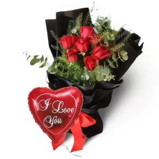Red Roses Bouquet with Balloon