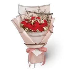 Red Roses Bouquet Adorned with Greenery
