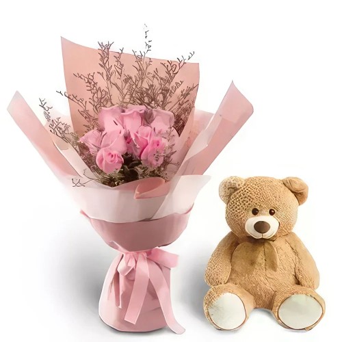 Blushing Blooms & Teddy Ensemble