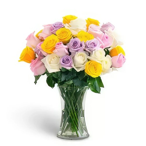 Elegant pearl Roses Glass Vase