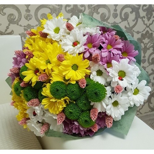 Bouquet Of Multi-Colored Chrysanthemums