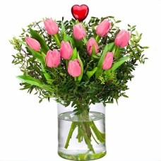Loving Pink Tulips - with Heart (Small)